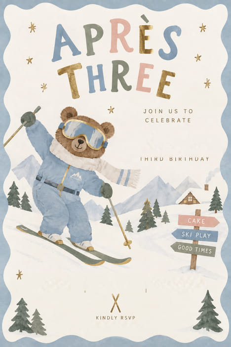 Après Three Ski Birthday Invitation