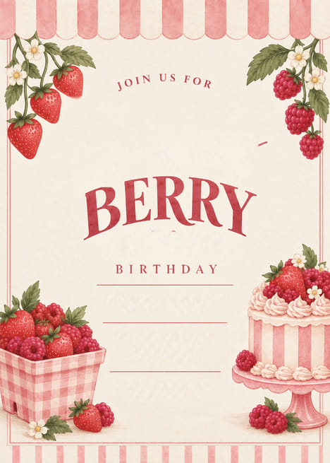 Berry Birthday Strawberry Birthday Invitation