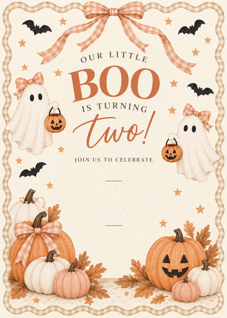 Our Little Boo Halloween Birthday Invitation
