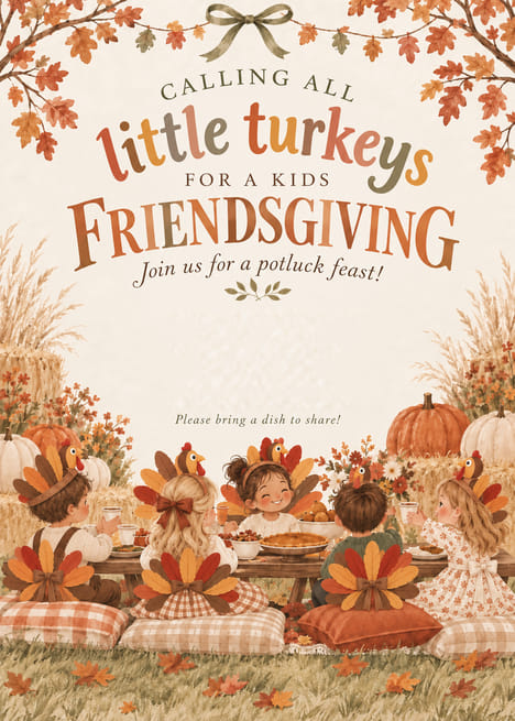 Calling All Little Turkeys Friendsgiving Invitation