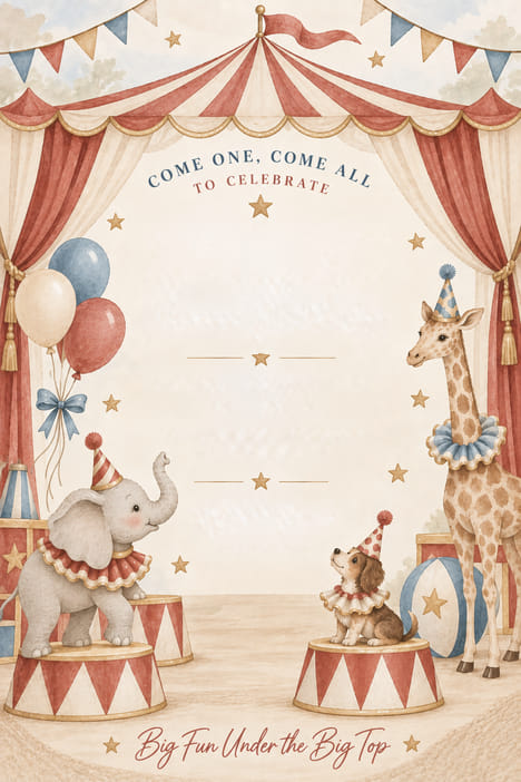 Come One Come All Circus Birthday Invitation