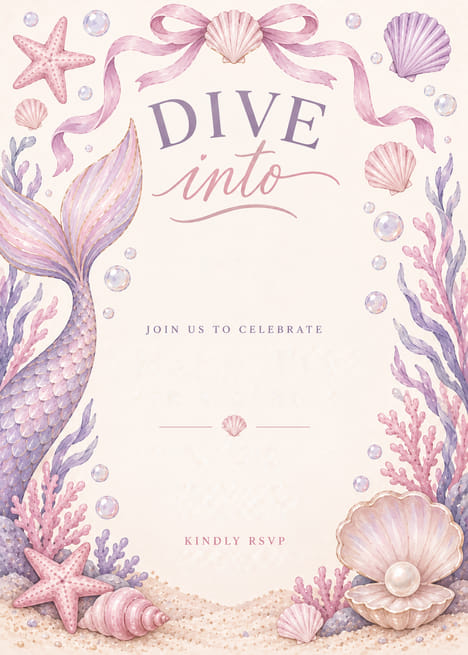 Dive Into Mermaid Birthday Invitation