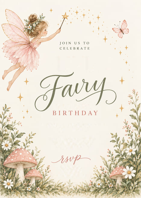 Olivia's Fairy Garden Birthday Invitation