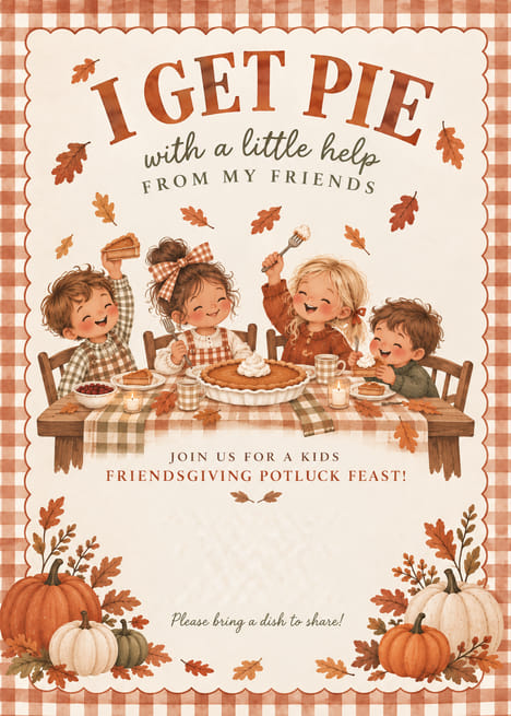 I Get Pie Kids Friendsgiving Invitation