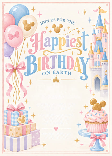Happiest Birthday on Earth Theme Park Birthday Invitation