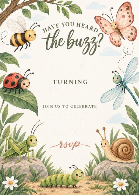 Have You Heard the Buzz Garden Bugs Birthday Invitation