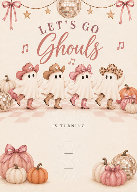 Let's Go Ghouls Disco Halloween Birthday Invitation