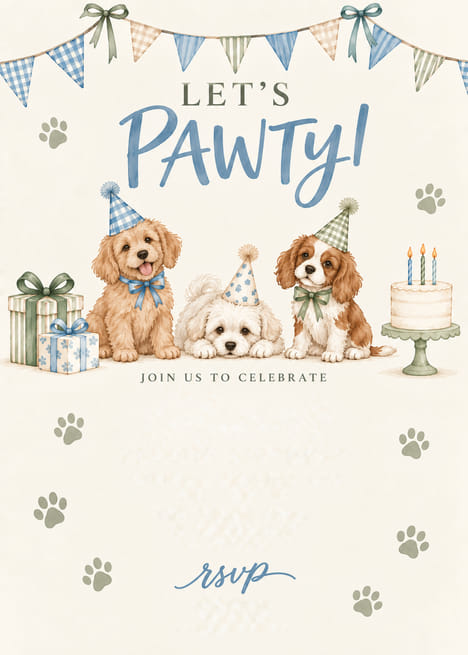 Let's Pawty Puppy Birthday Invitation