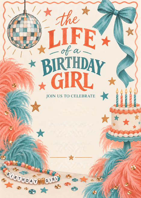 Life of a Birthday Girl Disco Birthday Invitation