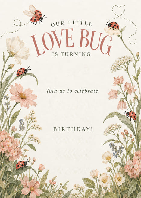 Our Little Love Bug Ladybug Birthday Invitation