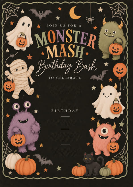 Monster Mash Birthday Bash Halloween Invitation