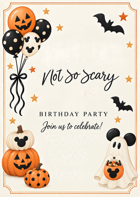 Not So Scary Halloween Birthday Invitation