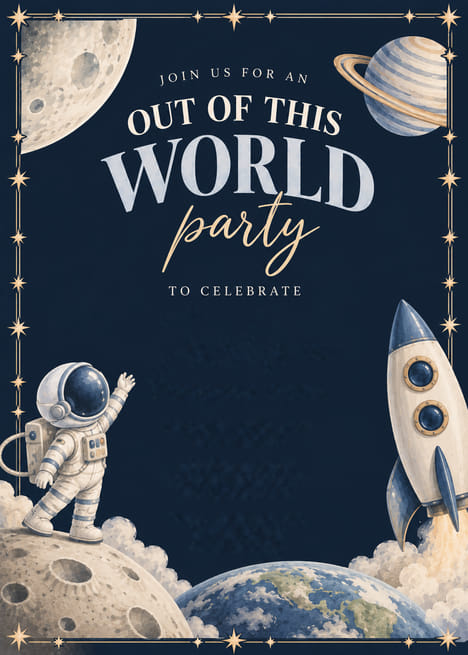 Out of This World Space Birthday Invitation