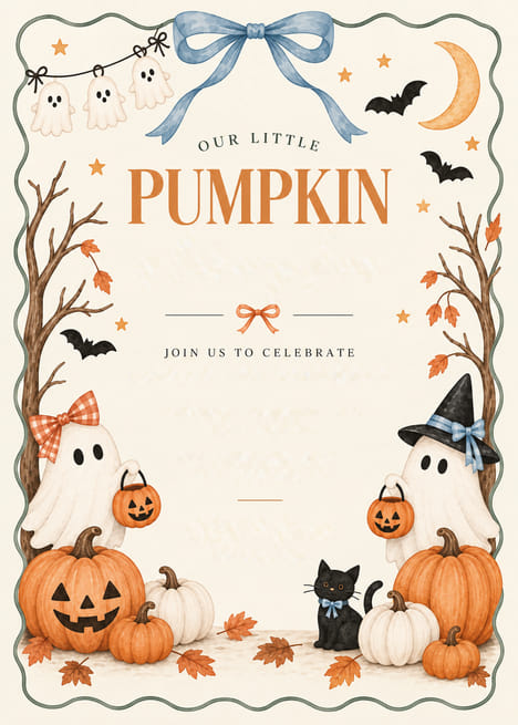 Our Little Pumpkin Halloween Birthday Invitation