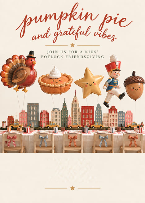 Pumpkin Pie and Grateful Vibes Friendsgiving Invitation