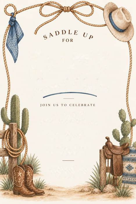 Saddle Up Rodeo Birthday Invitation