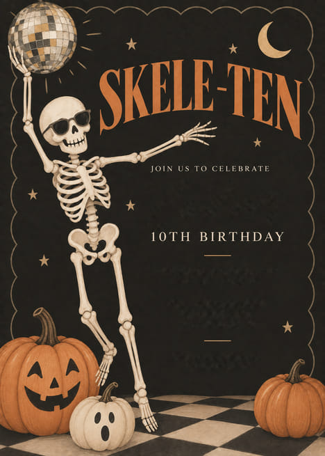 Skele-Ten Birthday Invitation