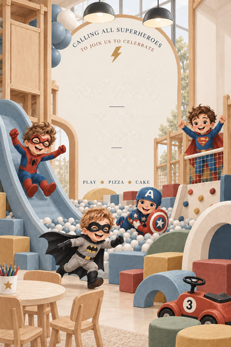Calling All Superheroes Birthday Invitation