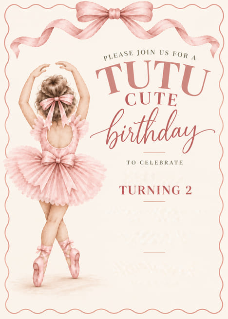 Tutu Cute Ballerina Birthday Invitation