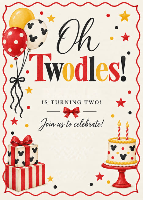 Oh Twodles Second Birthday Invitation