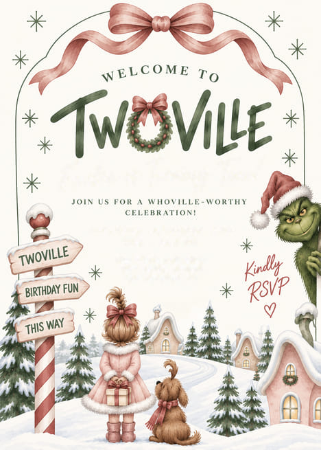 Welcome to Twoville Winter Birthday Invitation
